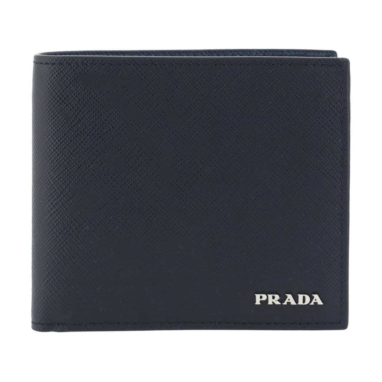 PRADA Bos Taurus Calfskin Wallet Men's Black