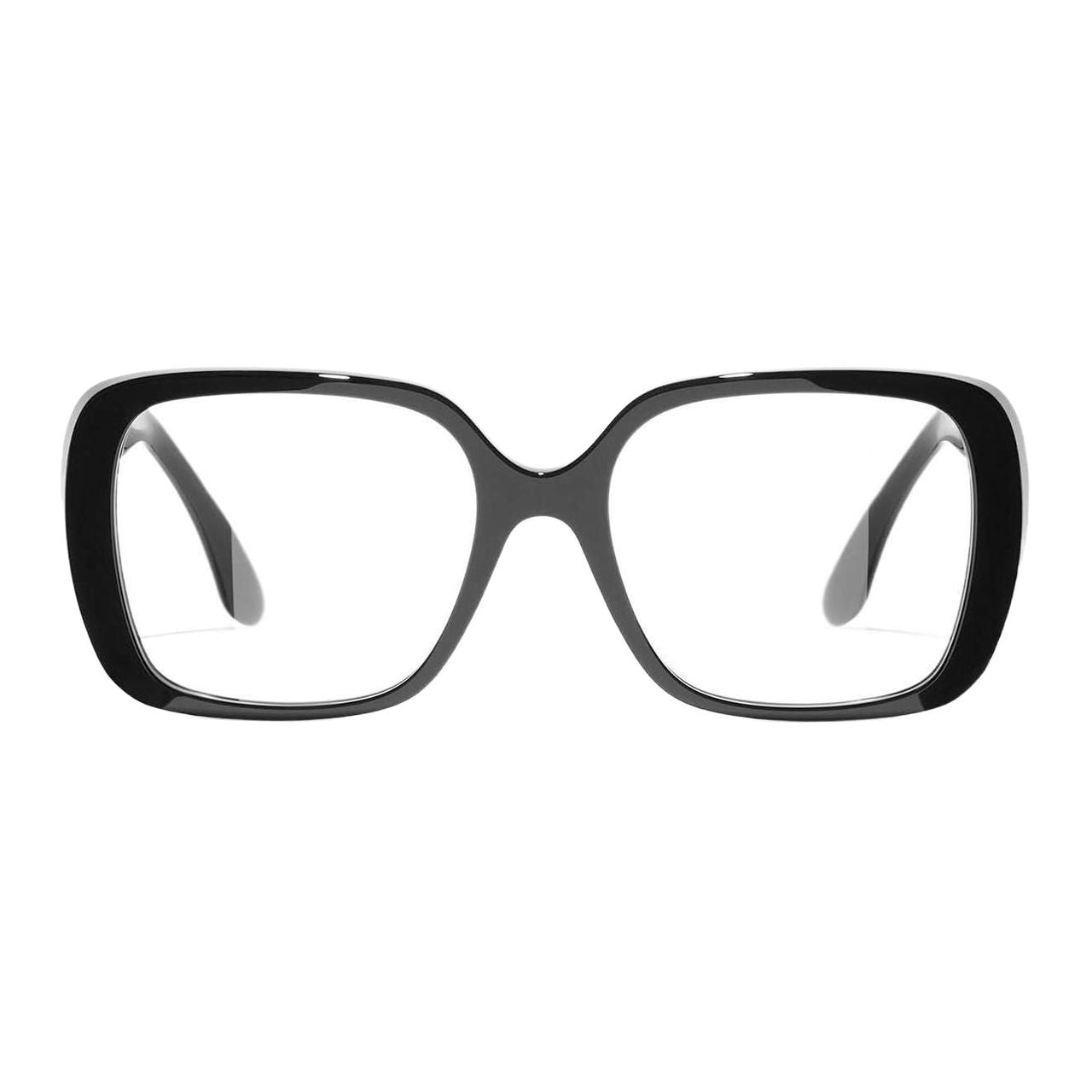 CHANEL Metal Acetate Square Eyeglass Frames Unisex Black