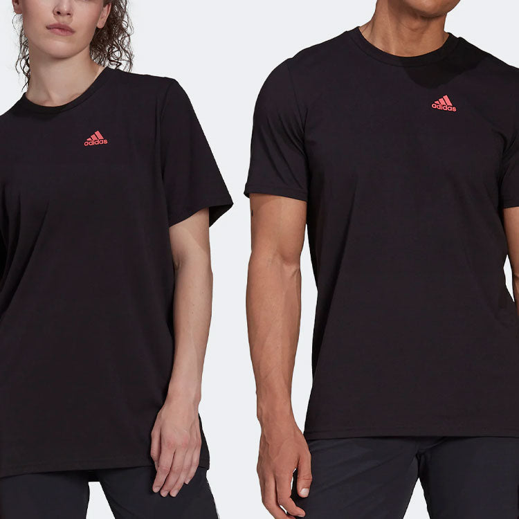 adidas Solid Color Logo Round Neck Short Sleeve Unisex Black HA0976