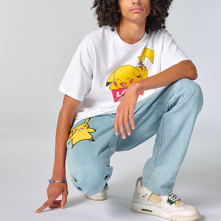 Levis x Pokmon Crossover Pikachu Printing Round Neck Short Sleeve Unisex White 59194-0002