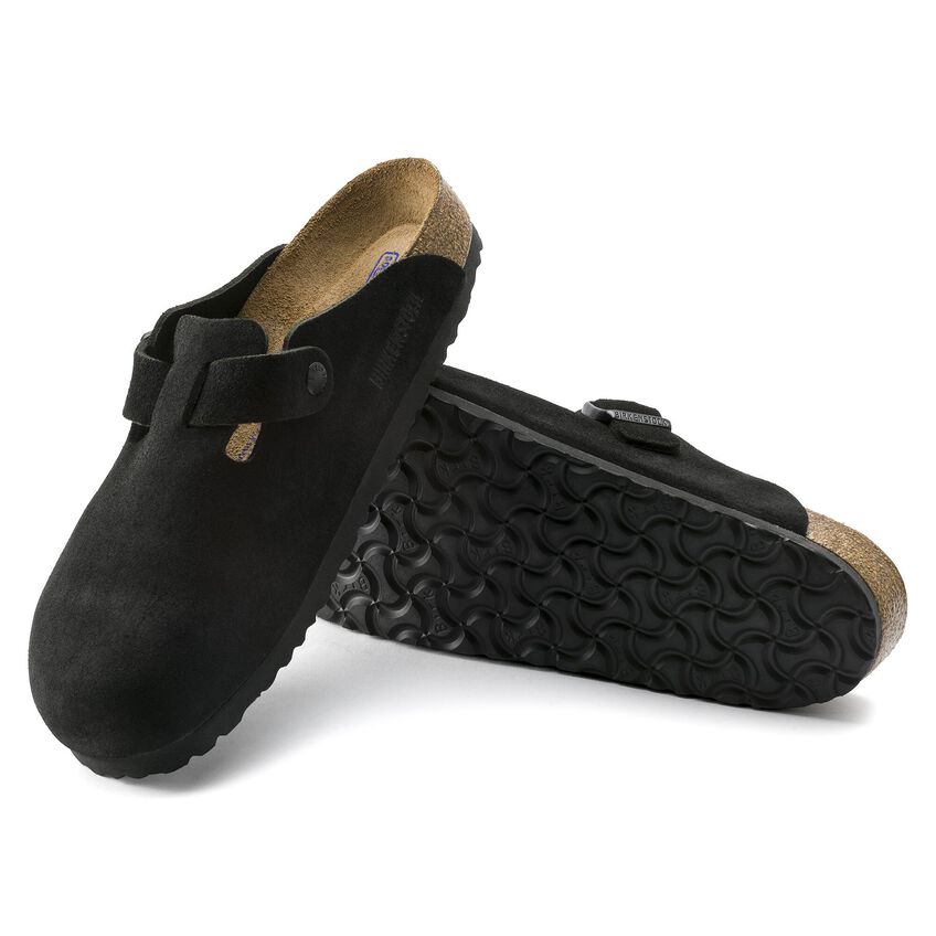 BirkenstockBoston Soft Footbed Suede Leather Narrow Fit Sandals 'Black' 0660473