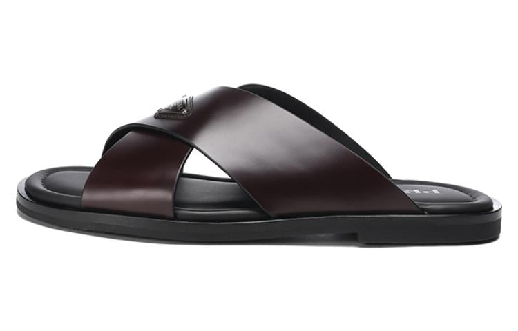 PRADA Brushed-finish Crisscross Slides