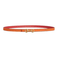HERMES Calfskin Leather Belts Women's Orange Width 1.3CM