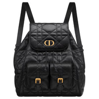 DIOR Caro Sheepskin Backpack Medium Size Women's Black