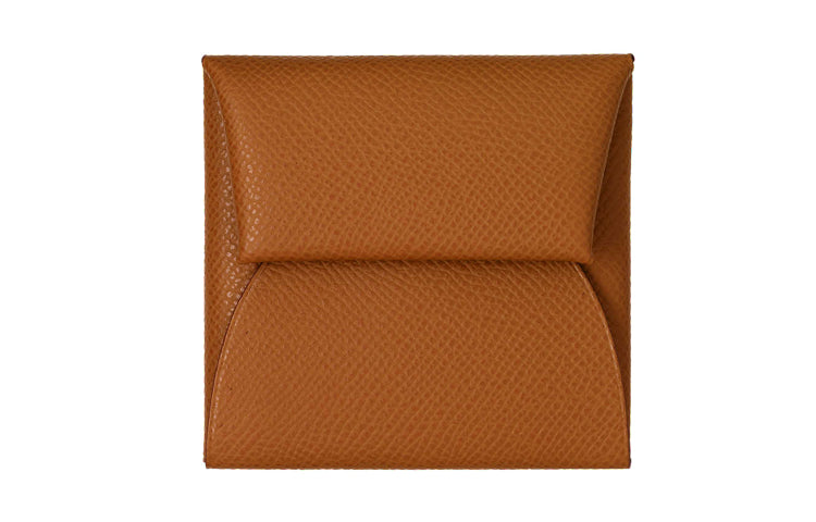 HERMES Bastia Epsom Calfskin Coin Purse Women's Gold Brown