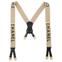 CHANEL Logo Print Suspenders