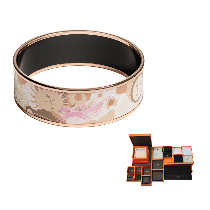 HERMES Rose Gold Plated Bangles Unisex Pink