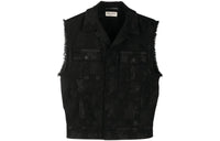 SAINT LAURENT Logo Patch Sleeveless Denim Waistcoat