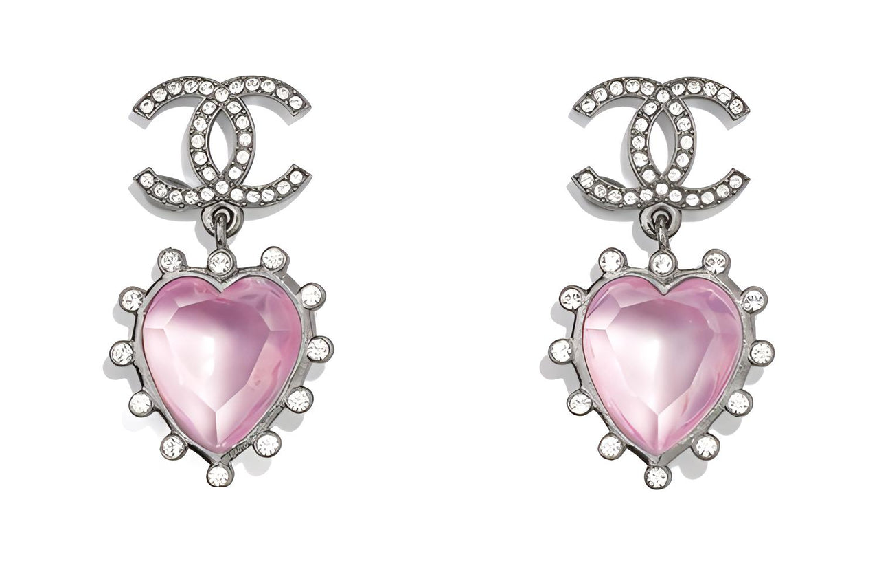 CHANEL Earrings Women's Rutenium/Pink