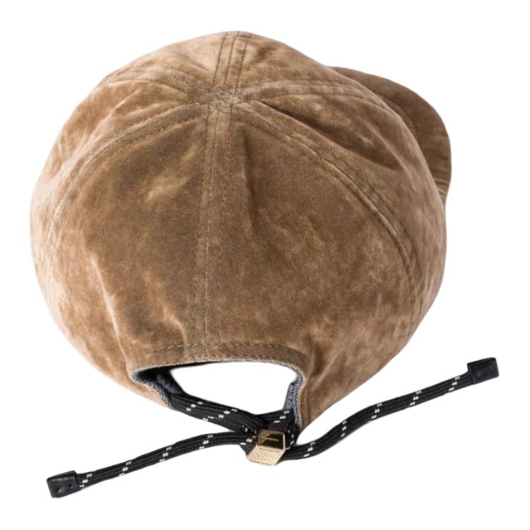 MIU MIU Cotton Leather Velvet Baseball Caps Women's Brown