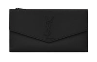SAINT LAURENT UPTOWN Leather Clutch Wallet Large Size Women's Black