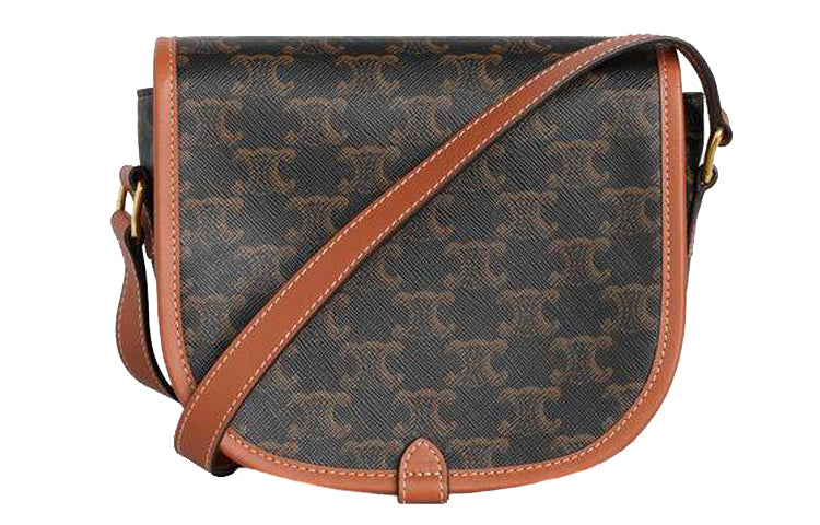 CELINE Cow Leather Saddle Bag Shoulder Bag Crossbody Bag Medium Size Women's Tawny