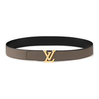 LOUIS VUITTON Leather Leather Belts Men's Gray 3.5cm
