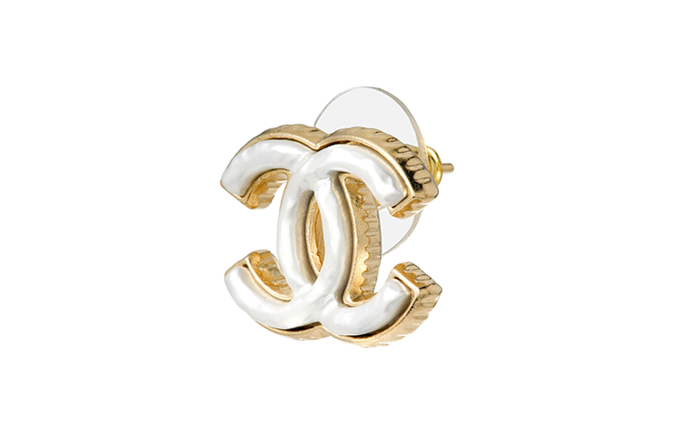 CHANEL Metal Earrings Women's White