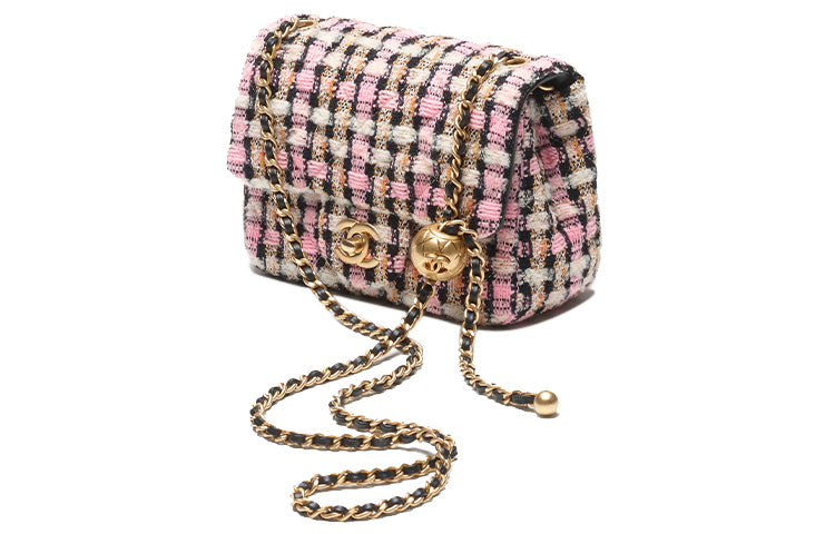 CHANEL Wool Twill Velvet Mouth Cover Bag Crossbody Bag Mini Women's Pink