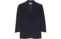 SAINT LAURENT Oversized Striped Wool Jacket Jackets Coats Men's Dark Blue