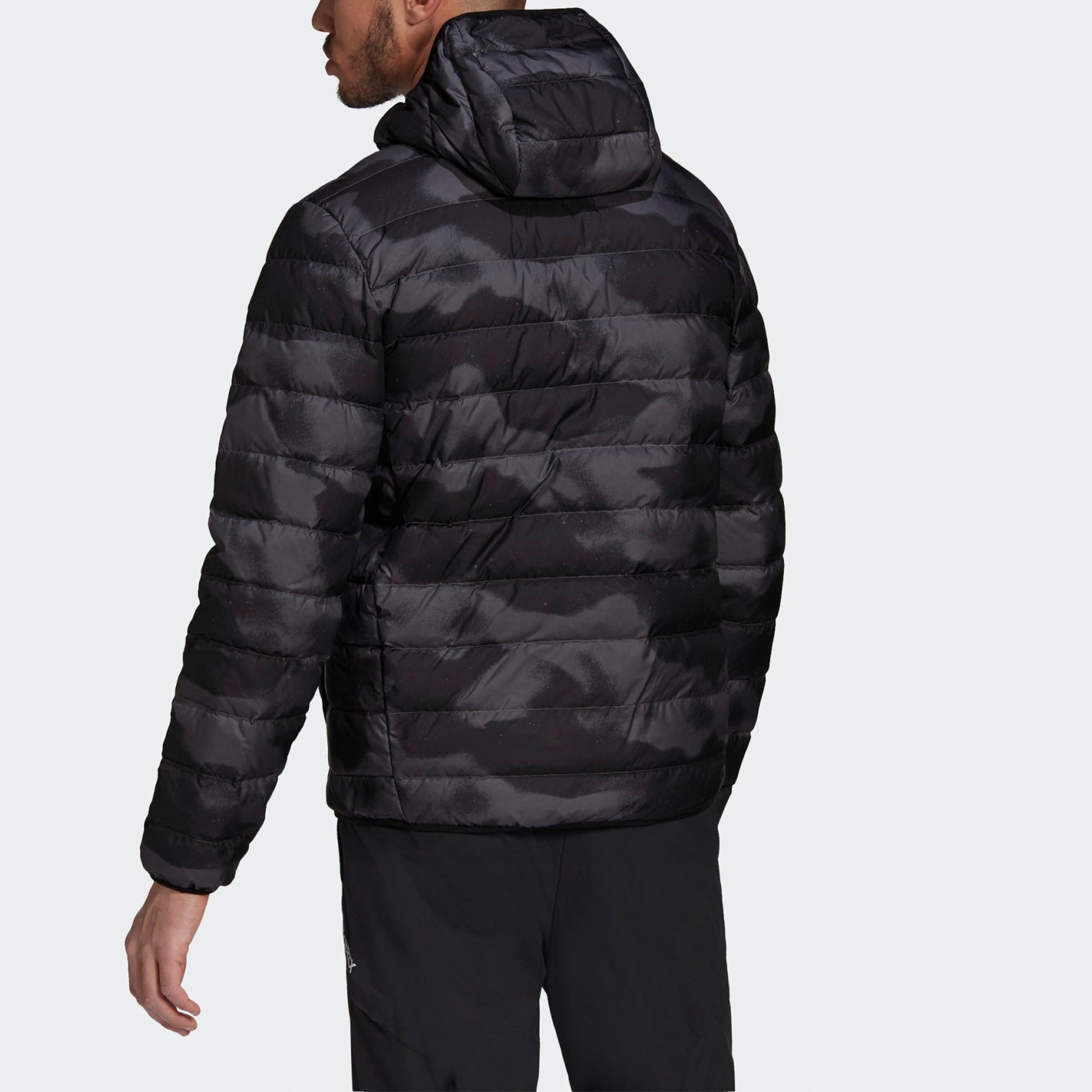 adidas Outdoor Sports Printing hooded down Jacket Gray FT2513