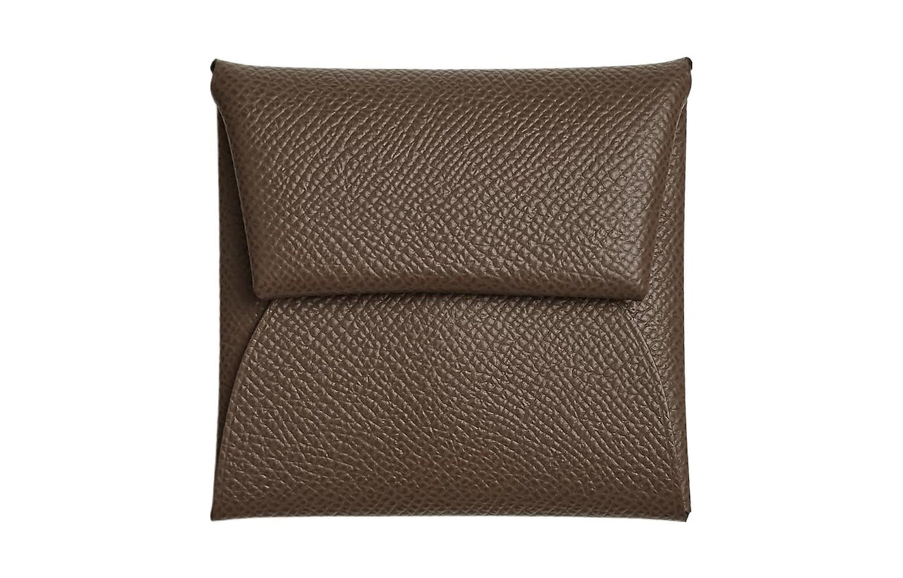 HERMES Bastia Epsom Leather Coin Purse Wallet Women's 4C Ecorce Bark Color