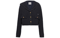 MIU MIU SS23 Cropped Coat Women's Navy Blue