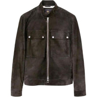Loro Piana Leather Jacket Men's Army Green