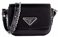 PRADA Fabric With Leather Crossbody Bag, Shoulder Bag Women's Black