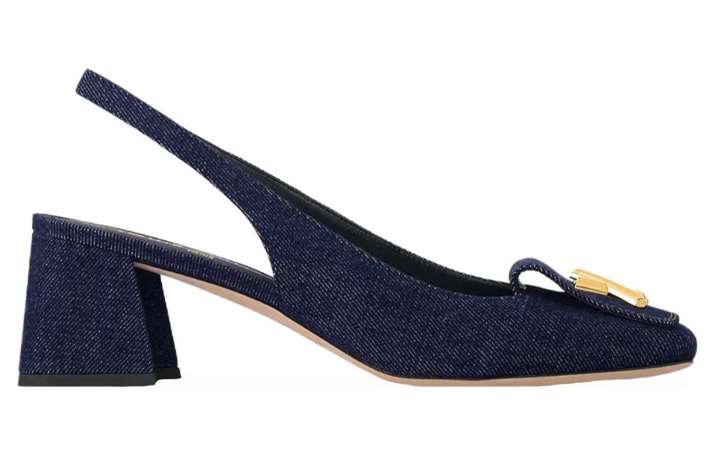 LOUIS VUITTON Chunky Heel High Heels 5.5cm Women's Dark Blue