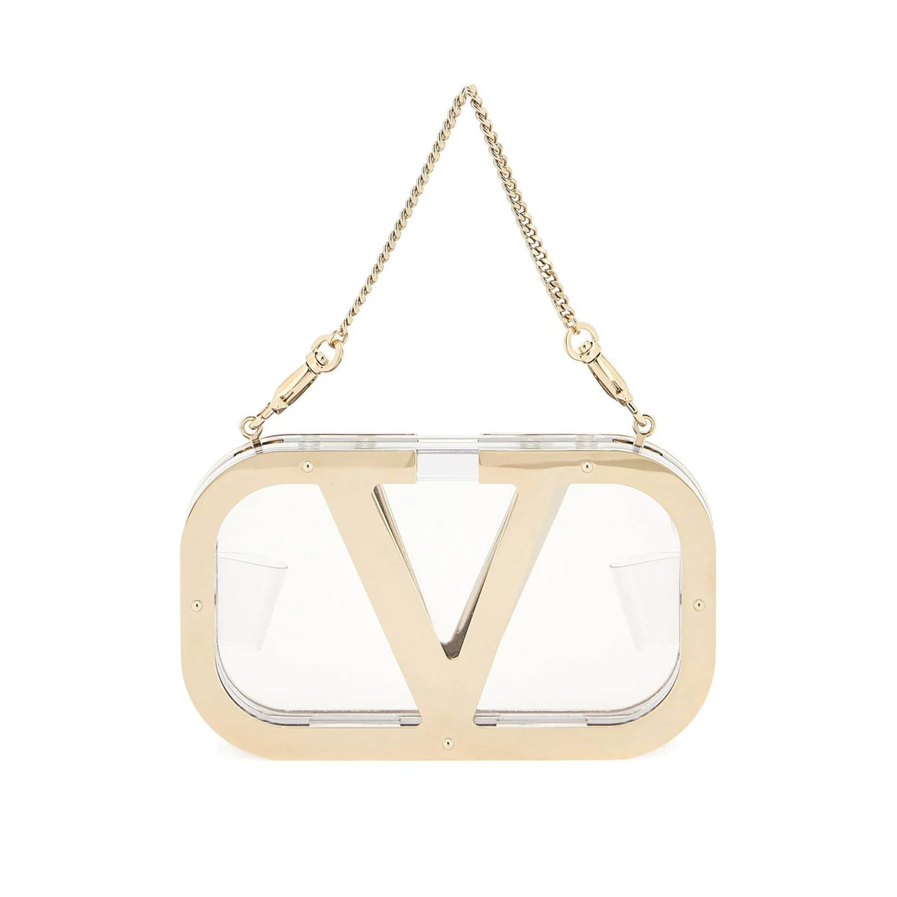 Valentino Garavani Logo-Plaque Clear Clutch