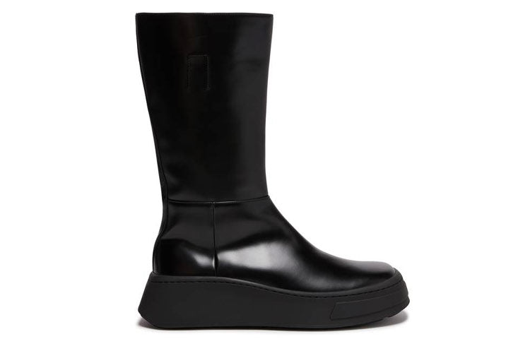 PRADA Brushed Leather Boots Knee-high Boots Men's Black