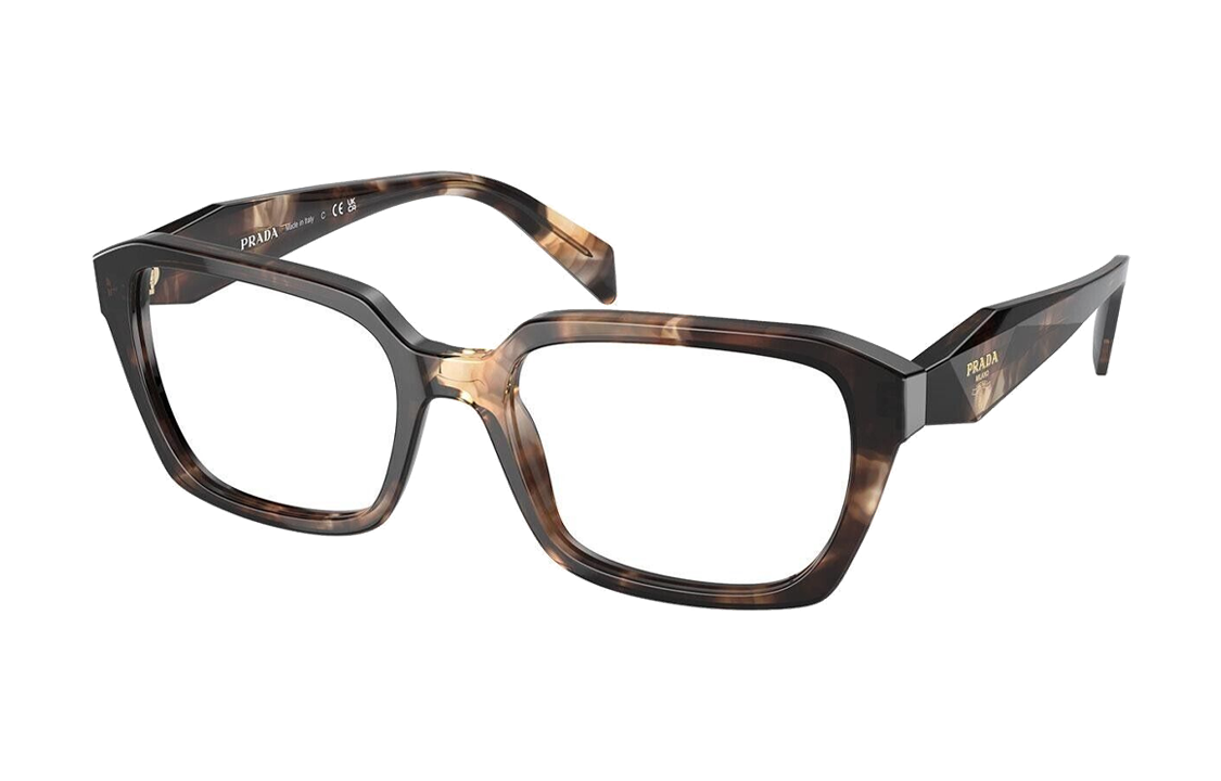 PRADA Acetate Irregular Shape Eyeglass Frames Women's Black Brown