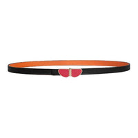 HERMES Calfskin Leather Belts Women's Black Width 1.3CM
