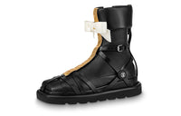 LOUIS VUITTON Square Pillow Ankle Boots Women's Black Gold