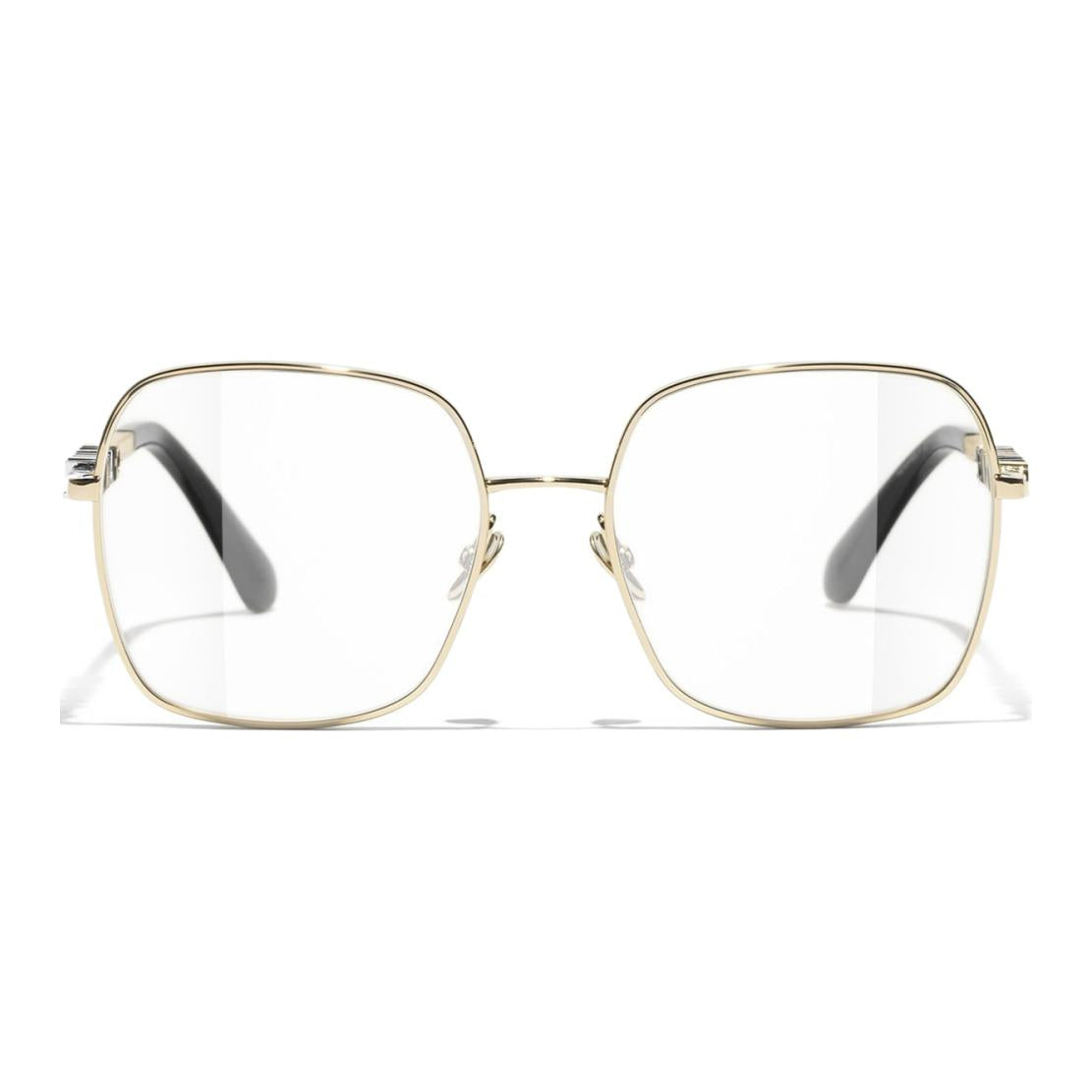 CHANEL Metal Square Eyeglass Frames Women's Gold