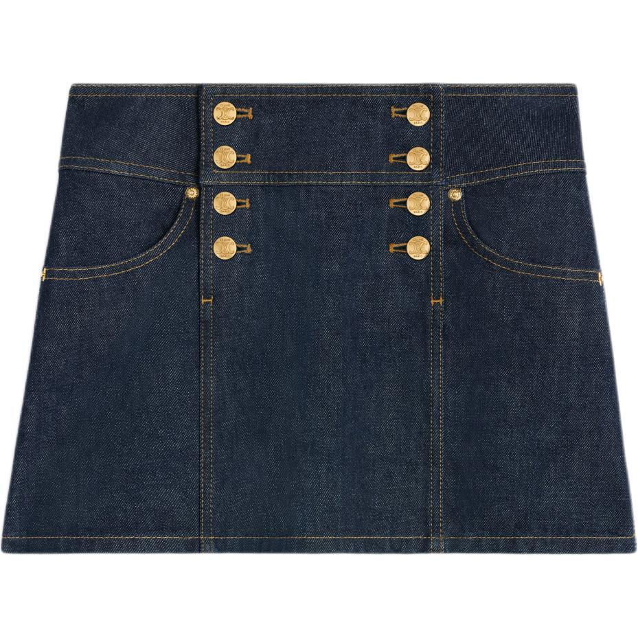 CELINE Trapeze Rinse Washed Denim Mini Skirt Rinsed