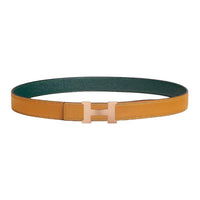 HERMES Calfskin Leather Belts Women's Yellow Width 2.4CM