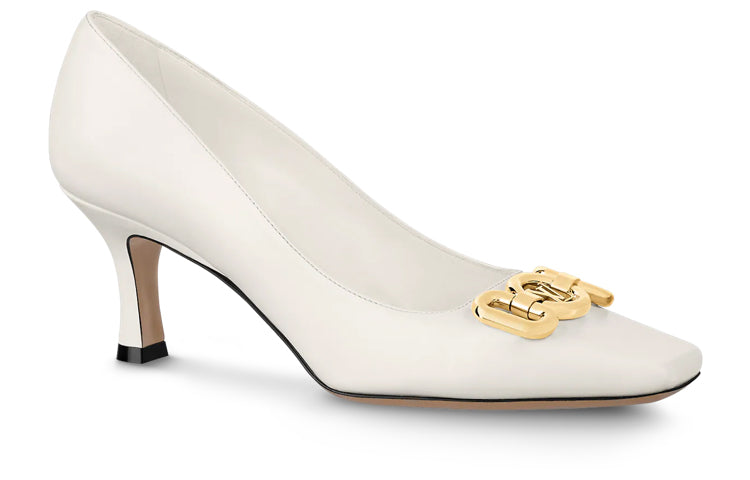 LOUIS VUITTON Rotary Slim Heel High Heels 6.5cm Women's White