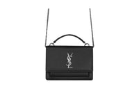 SAINT LAURENT SUNSET Cow Leather Handbag Shoulder Bag Crossbody Bag Wallets Women's Black