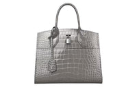 LOUIS VUITTON Luminous Crocodile Leather Handbag Medium Size Women's Gray