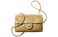 CHANEL 21K Winter Leather Handbag, Shoulder Bag, Crossbody Bag Mini Women's Gold