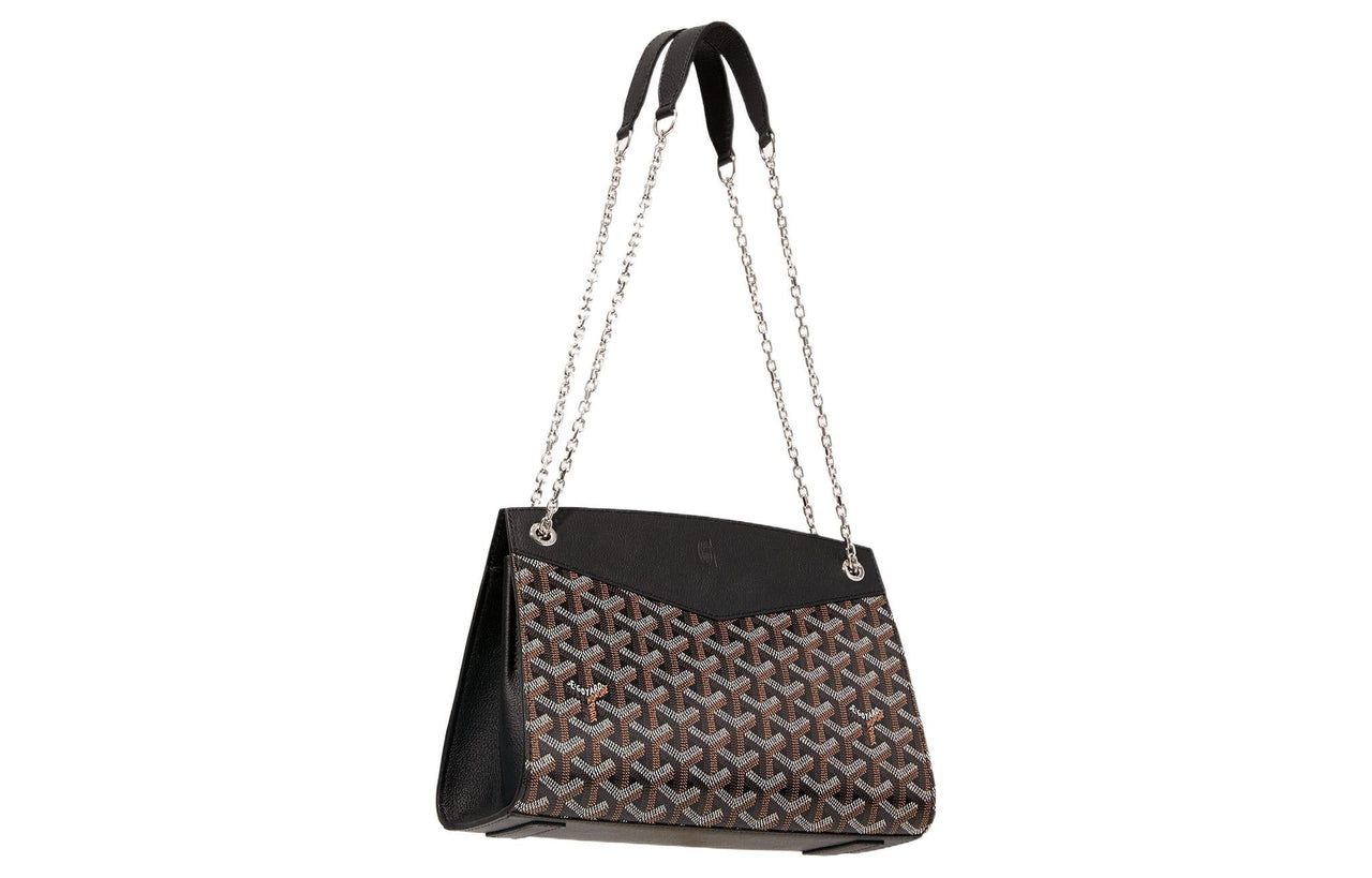 GOYARD Rouette Canvas With Leather Totes Chain Bag Shoulder Bag Women's Black