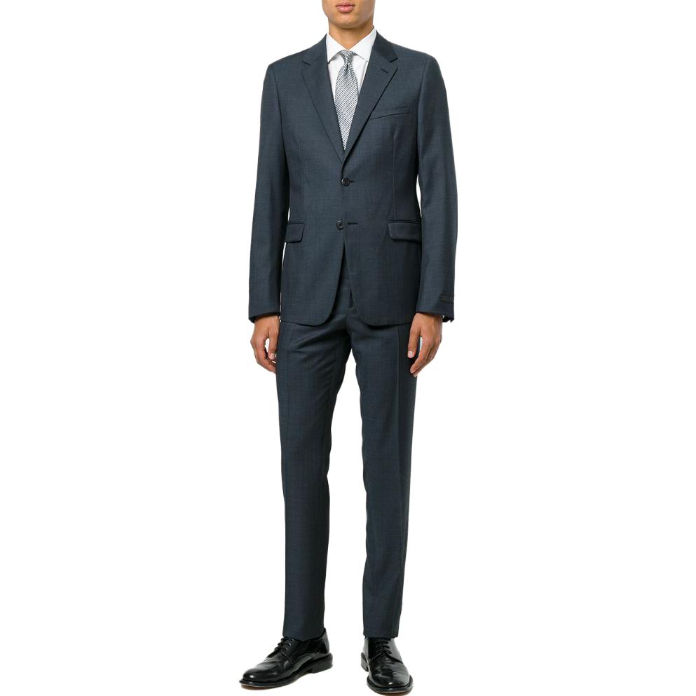 PRADA Business Suits Men Clothing Sets Gray Blue