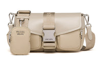 PRADA Leather Shoulder Bag Women's Desert Beige