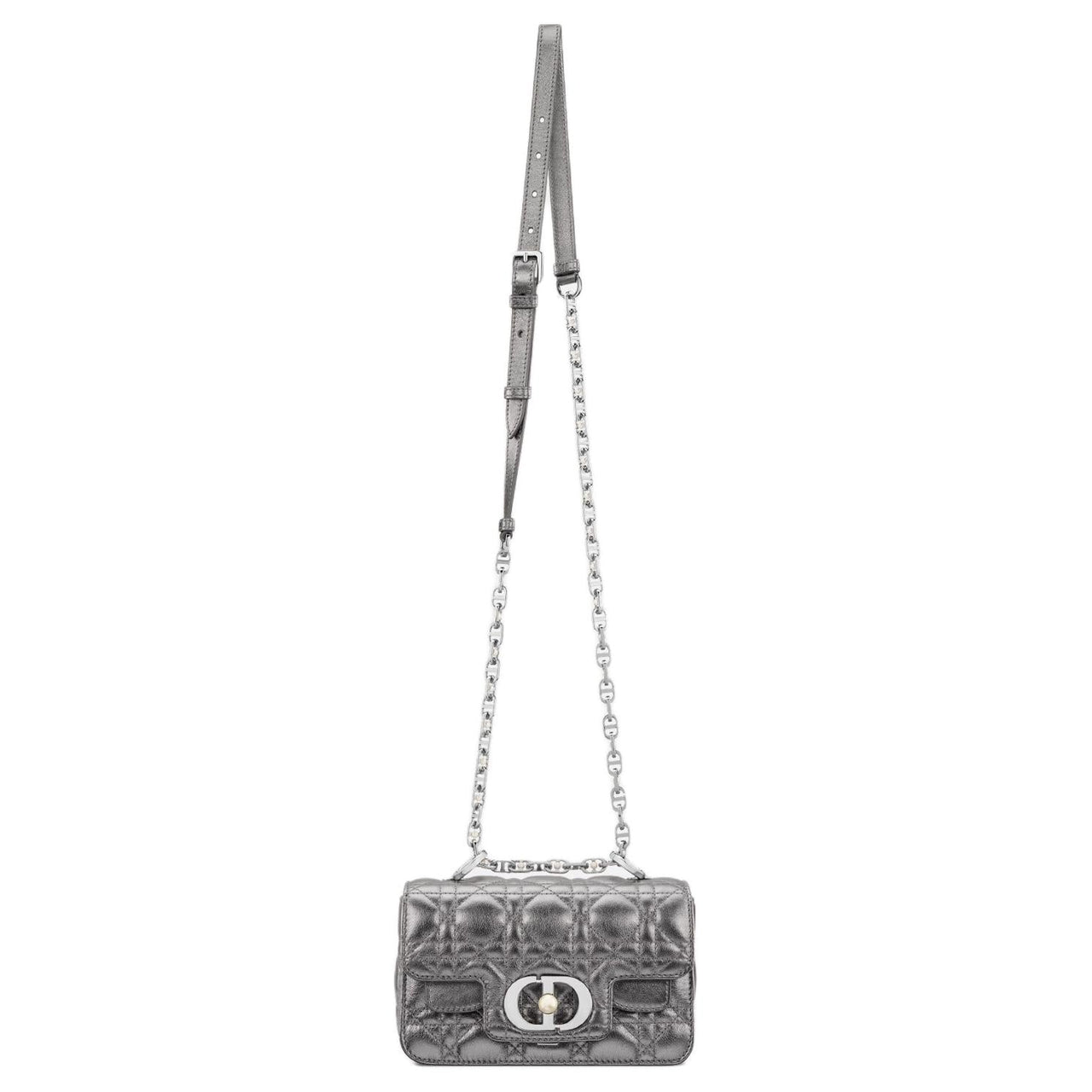 DIOR Jolie Calfskin Shoulder Bag, Crossbody Bag, Handbag Mini Women's Silver