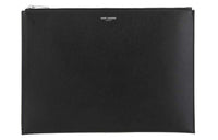 SAINT LAURENT Leather Tablet Bag IPad Storage Clutch Men's Black