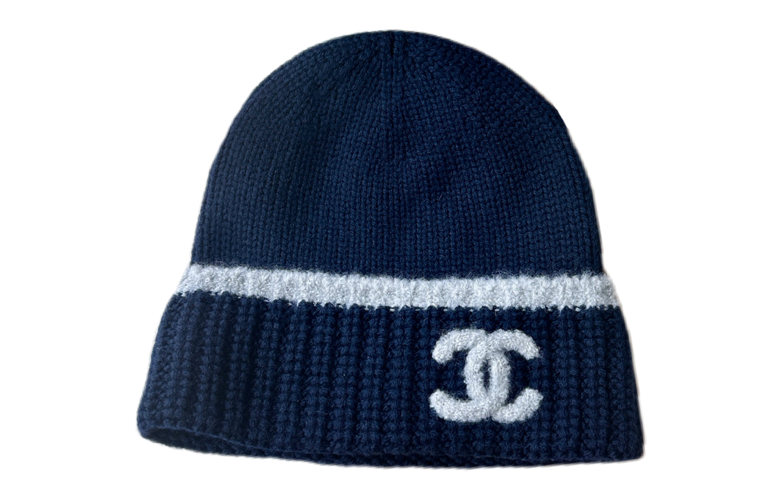 CHANEL Cashmere Beanies Unisex Navy Blue