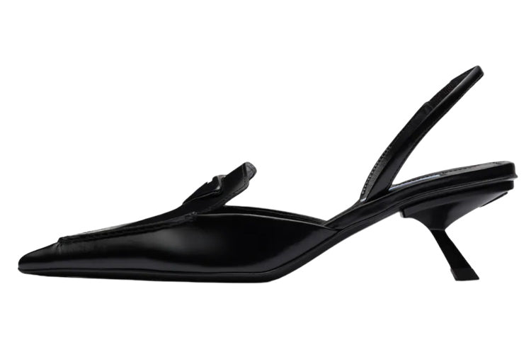 PRADA Brushed Leather Slingback Pumps 'Black' Women's
