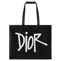DIOR Cow Leather Tote Bag Shopping Bag Handbag Men's Black