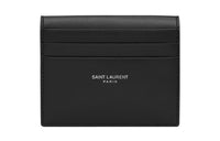 SAINT LAURENT Smooth Calf Leather Card Holder Men's Black