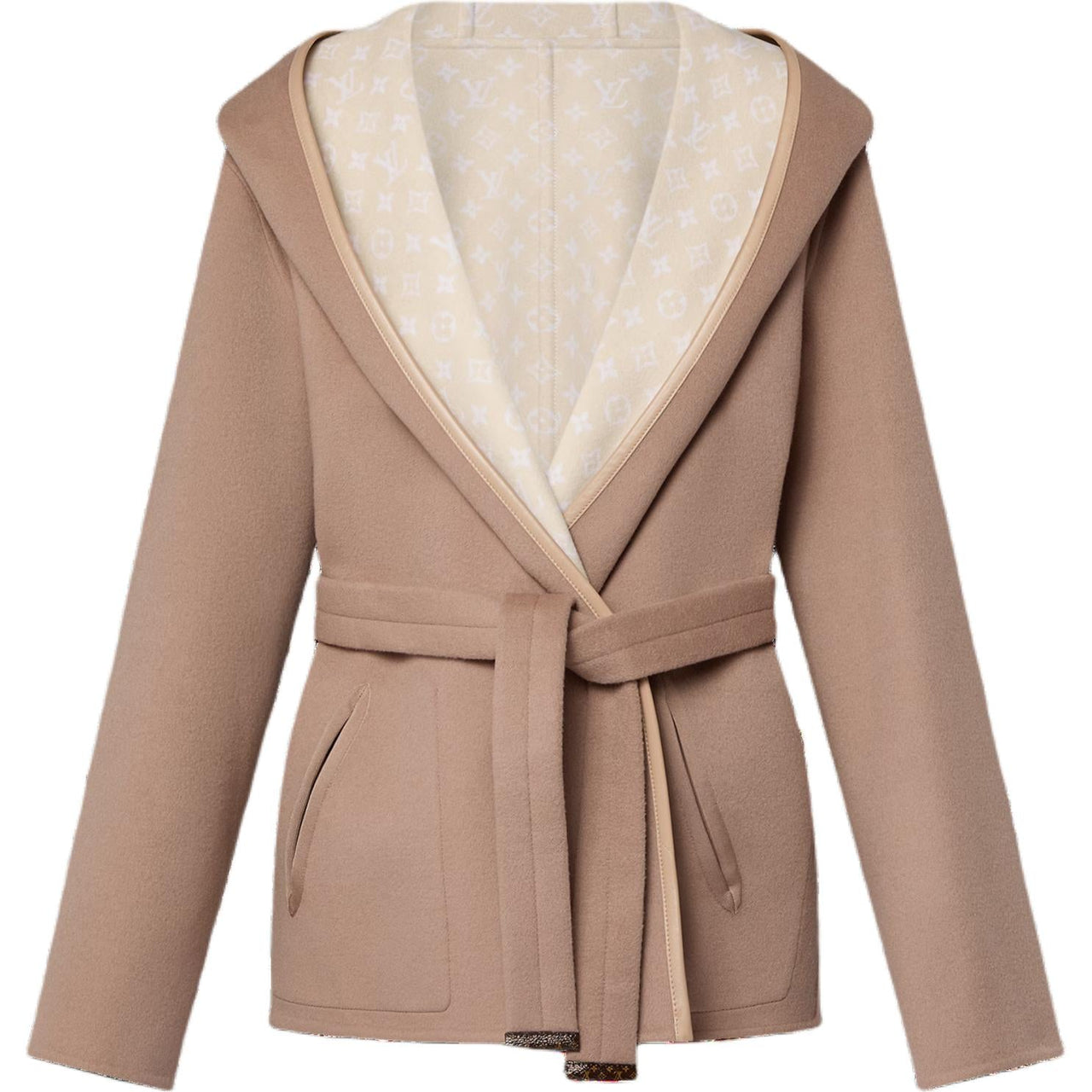 LOUIS VUITTON Reversible Signature Short Hooded Wrap Coat