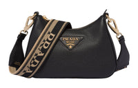 PRADA Leather Shoulder Bag Gold tone Black