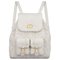 DIOR Caro Sheepskin Backpack Medium Size Women's White